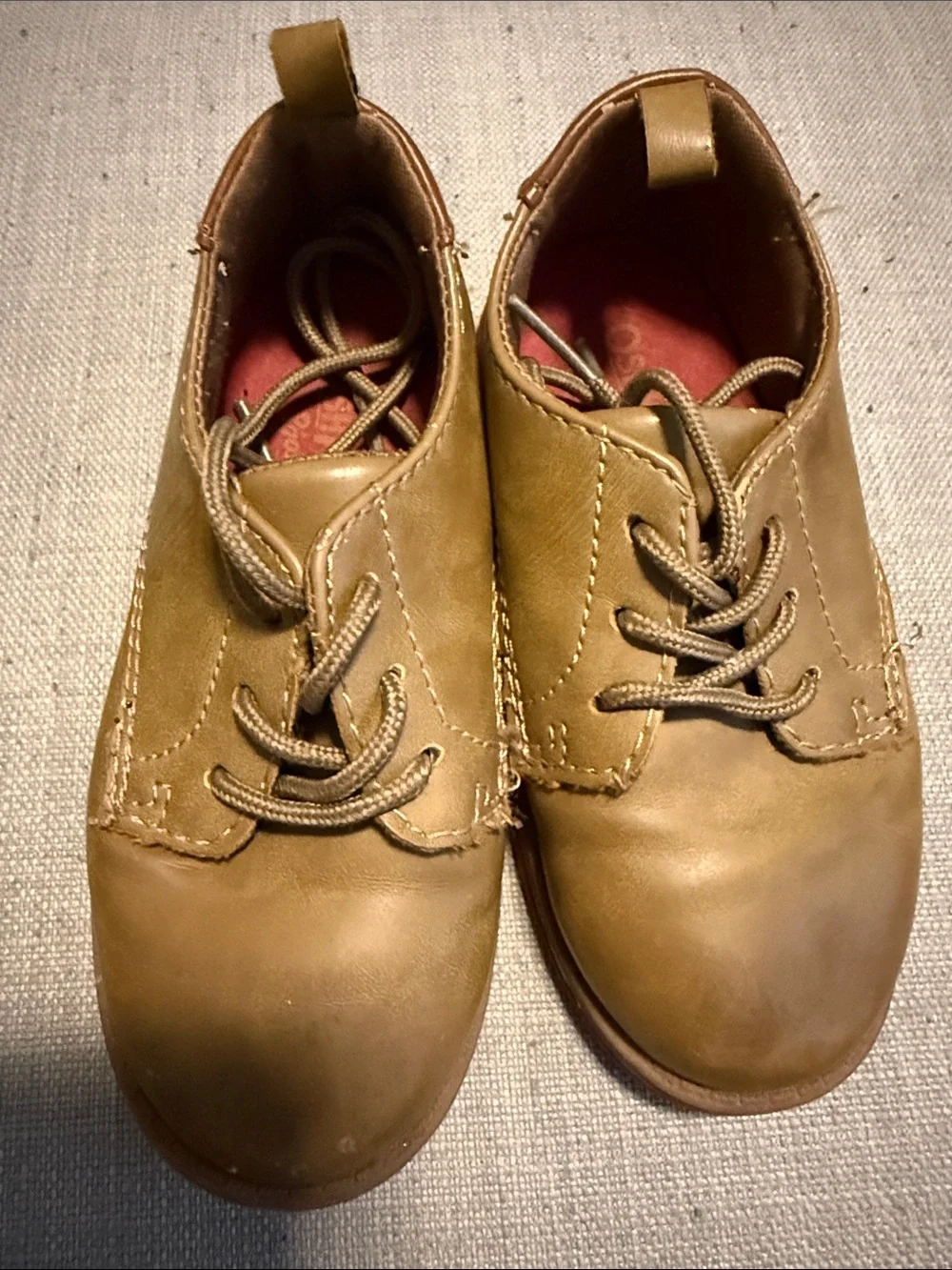 OshKosh Tan Leather Lace-Up Shoes, Sz 9 toddler